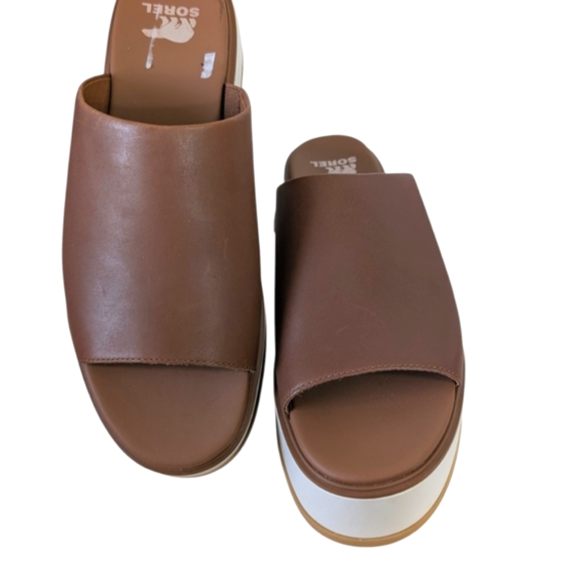 Sorel Dayspring Brown Platform Slide Sandals... Size 10